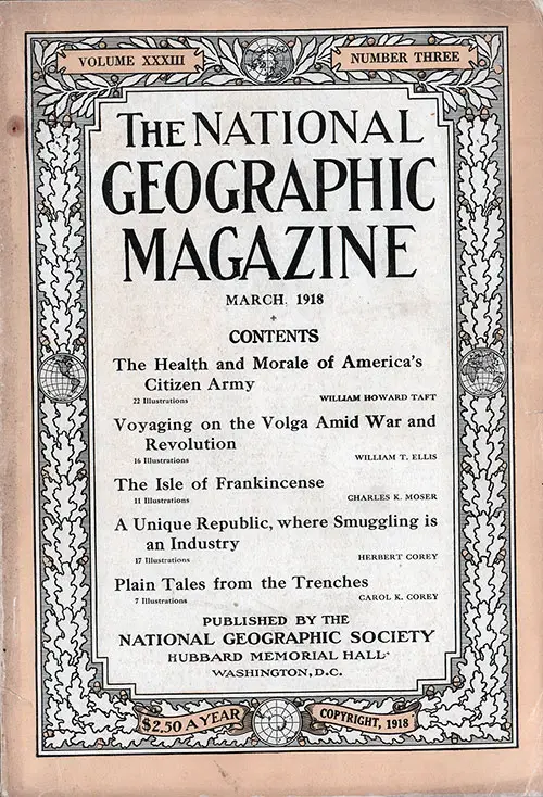 Front Cover, The National Geographic Magazine, Volume XXXIII, Number Three, March 1918.