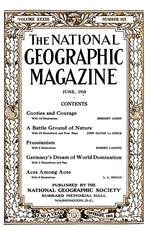 Front Cover, National Geographic Magazine, Volume XXXIII, Number 6, June 1918.