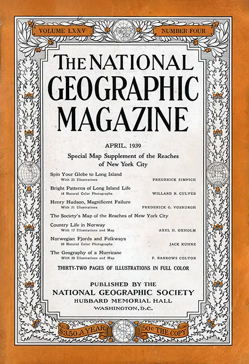 Front Cover, The National Geographic Magazine, Volume LXXV, Number Four, April 1939.