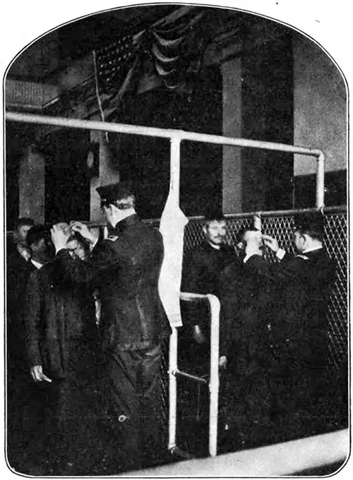 Examining Eyes on the Line at Ellis Island.