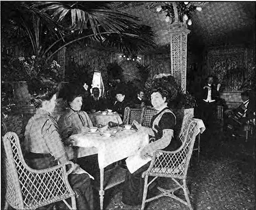 Ladies Enjoy Socializing in the Tea Room of a Hamburg-American Ocean Liner.