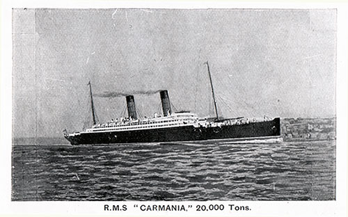 RMS Carmania, 20,000 Tons. Passenger Liner of the Cunard Line.