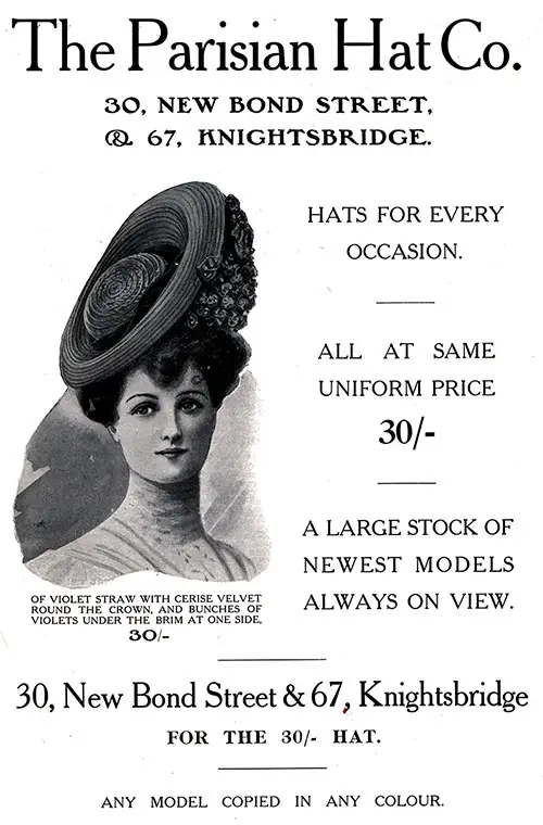 The Parisian Hat Company - 1906 Vintage Fashion Ad