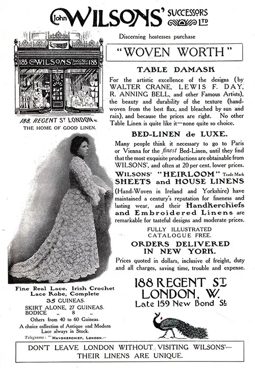 John Wilsons' Successors Ltd. of London - 1906 Advertisement