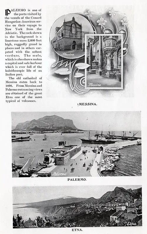 Palermo and Surronding Area from the Cunard Daily Bulletin, RMS Ivernia Edition for Wednesday, 28 June 1905.