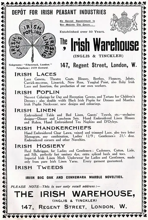Inglis & Tinckler (Irish Warehouse) Fine Irish Linens