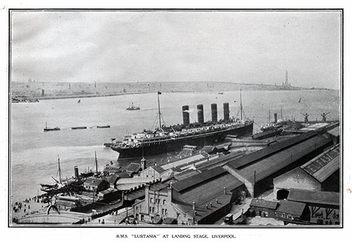 RMS Lusitania at Landing Stage, Liverpool.