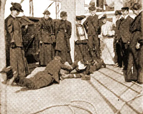 The Game of Blind Duel is Played by Passengers Onboard a German Liner.