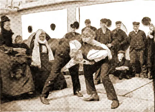 A Westling Match in the Steerage of a German Ocean Liner.