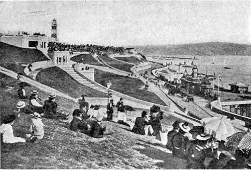 The Promenade Overlooking the Harbor at Plymouth, England.