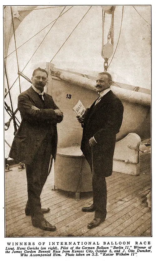 Winners of International Balloon Race. Photo Taken on S.S. Kaiser Wilhelm II.