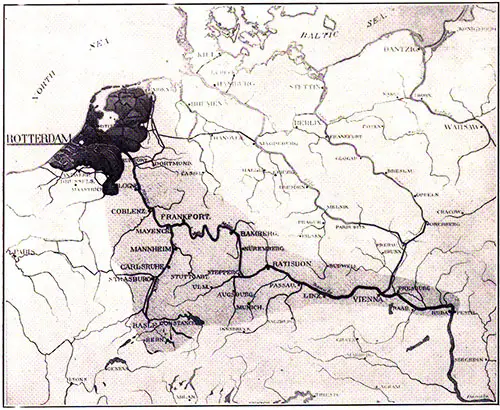 Map of the Port of Rotterdam and Surrounding Area. Rotterdam Serves a Great Area North of the Alps and as far East as Budapest.