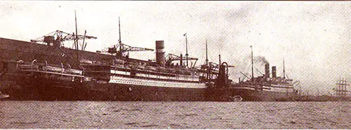 The SS Nieuw Amsterdam and the SS Roterdam Shown Alongside the Loading Berth of the Holland-America Line in Rotterdam.