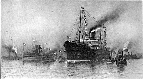 The Scandinavian-American Liner Oscar II, 10,000 Tons Register, is a Splended, Modern, Twin-Screw Steamer.