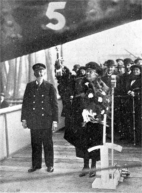 Lady Perley Christening the Andania.