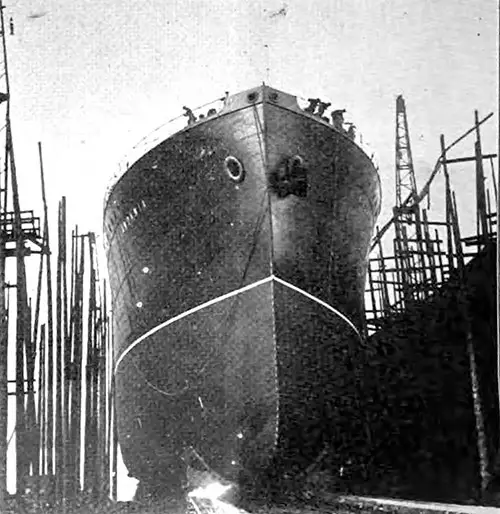 The Andania Sliding Down the Slipway to the River Tyne.