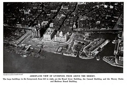 Aeroplane View of Liverpool from Above the Mersey. 1921