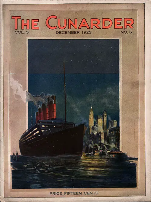Front Cover of the Christmas & Winter Issue of the Cunarder Magazine, December 1923.