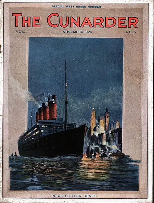 Front Cover of the Cunarder Magazine for November 1924 - A Special West Indies Number