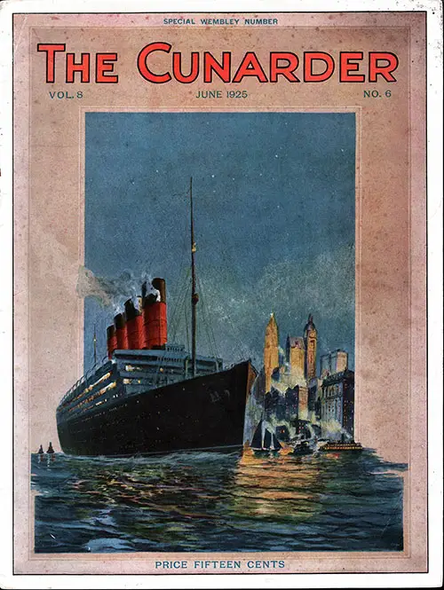 Front Cover of the June 1925 Issue of The Cunarder - A Special Wembley Number