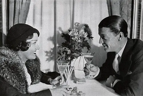 Gloria Swanson and Michael Farmer on the SS Bremen.