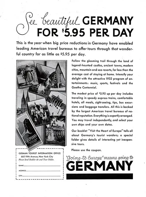 Advertisment: Going to Europe Means Going to Germany.