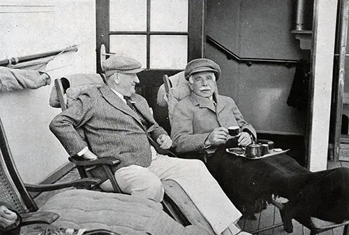 Messrs. Kirchhoff and Kahn relaxing on the deck of the SS Bremen.