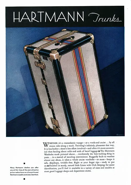 Advertisement for Hartmann Trunks.