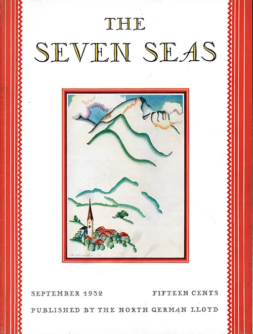 Front Cover, September 1932 Issue of The Seven Seas Magazine, Published by the North German Lloyd.