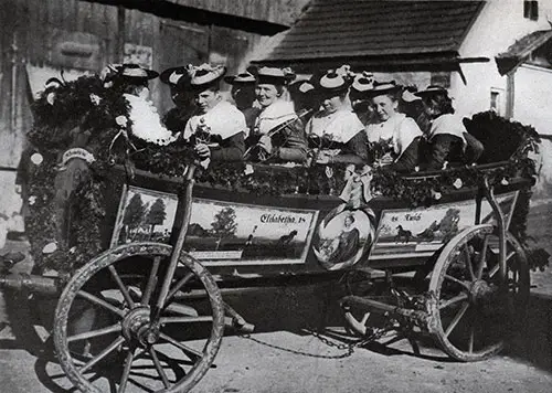 Women in Costume in a Horse-Drawn Wagon in Bavaria