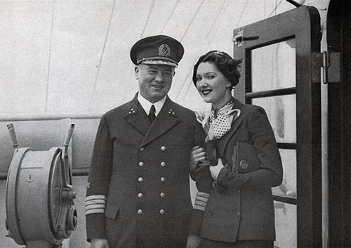 Captain Ziegenbein with Miss Wera Engels on the SS Bremen.