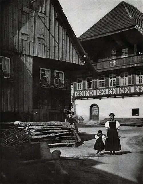 Black Forest Mother and Daughter in Costume.