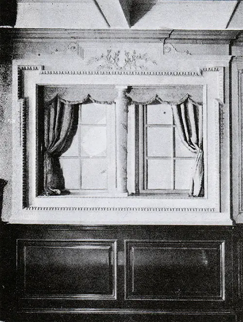 Fig. 116: Windows in Second Class Libary on the RMS Titanic.