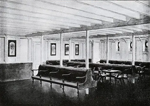 Fig. 119: Third Class General Room on the RMS Titanic.