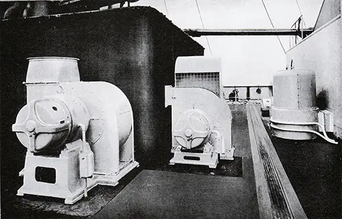 Fig. 120: Ventilating and Heating Fans on Boat Deck on the RMS Titanic.