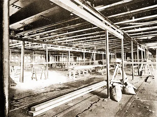 Fig. 31: Progress of Work in the Olympic's First Class Dining Saloon.
