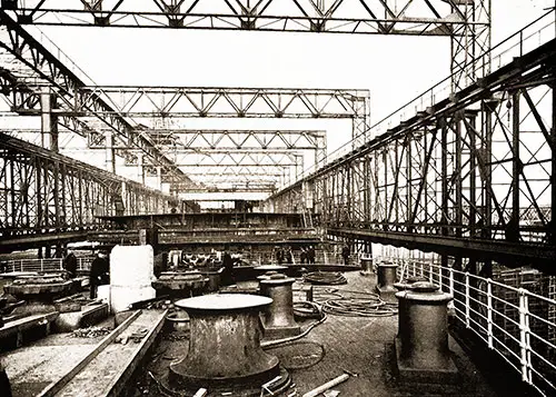 Fig. 33: FOrecastle Deck of the Olympic, Looking Aft.