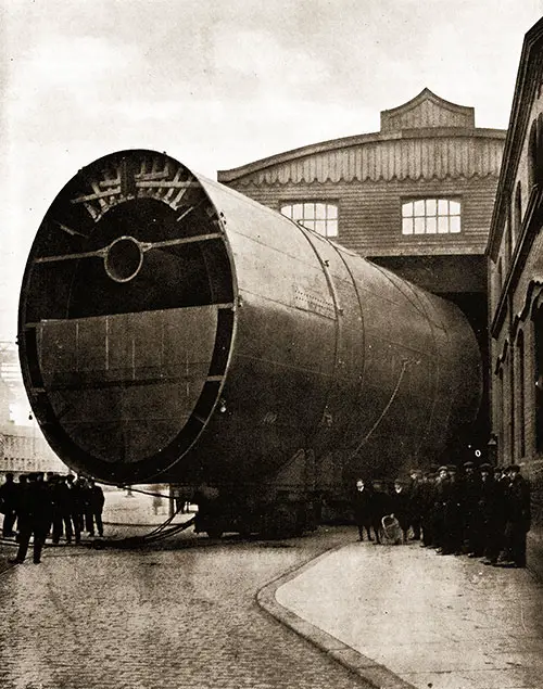 Fig. 47: Last Funnel of the Olympic Leaving the Shops.