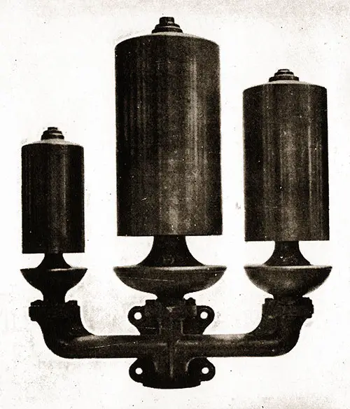 Fig. 71: One Set of Whistles - Used on the Olympic and Titanic.