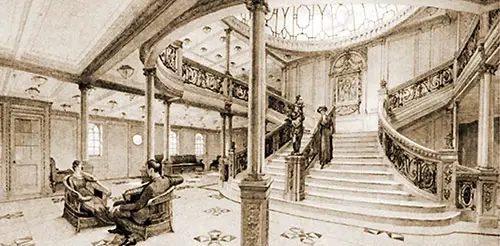 Fig. 73: Main Staircase and Entrace Hall on Promenade Deck.