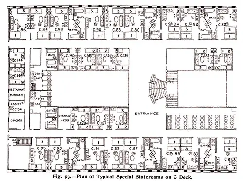 Fig. 93: Plan of Typical Special Stateroom on C Deck.