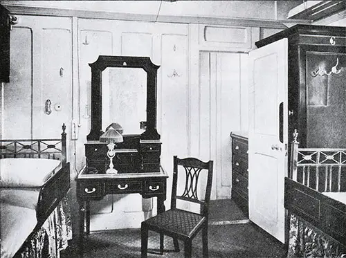 Fig. 111: First Class Three Berth Stateroom on C Deck (C-15 and Similar) on the RMS Titanic.