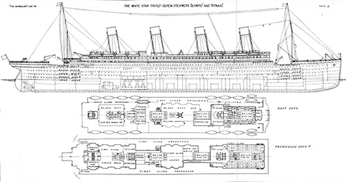 Plate 3: Plans for Boat Deck and Promenade Deck.