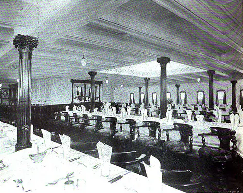 View of the Second Cabin Dining Saloon on the Carpathia.