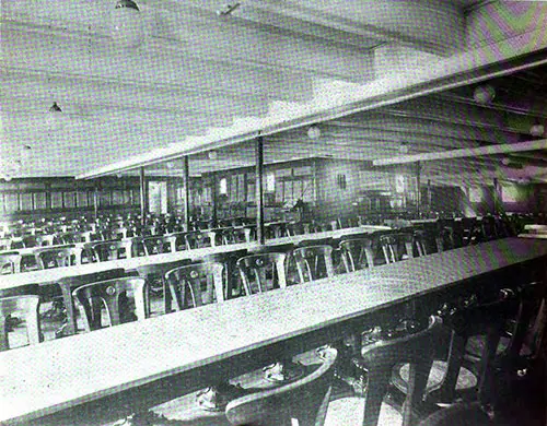 The Third Class Dining Room on the Carpathia.