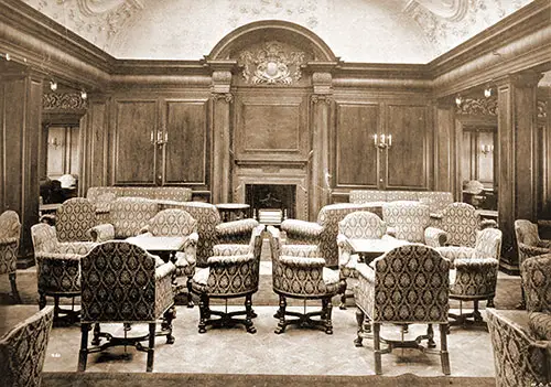 View of the First Class Smoking Room on the RMS Lusitania.