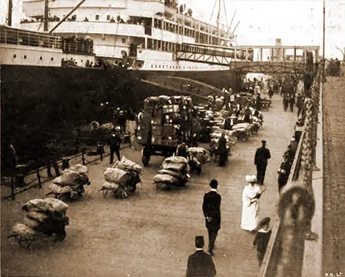 The Allan Line Turbine Steamship RMS Virginian Alongside the Liverpool Landing Stage, Waiting to Receive the Numerous Bags of Letters Which, In the Course of a Few Days, Will Reach All Parts of Canada.