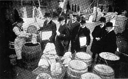 Inspecting Pork Packed in Barrels Prior to Transatlantic Voyage.