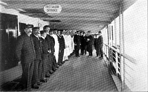 Inspection of Crew Members on the Promenade Deck.