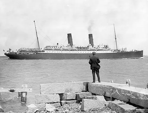 The RMS Franconia (1912) viewed from the Shoreline